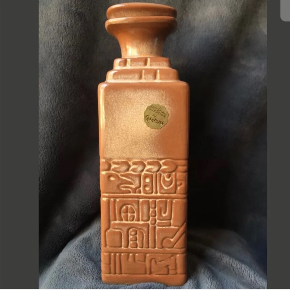 Frankoma Bottle Jar with Lid Maya Aztec